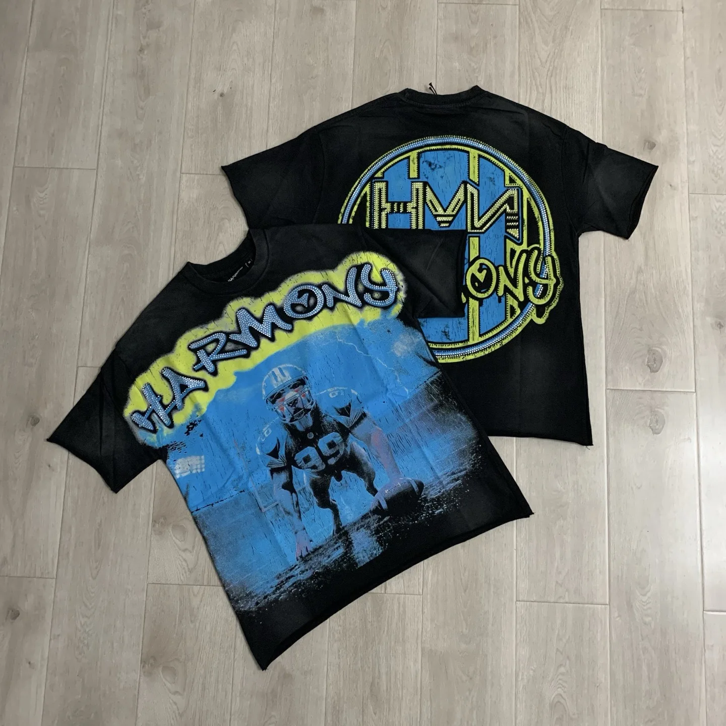 Harmony Street Streetwear Beaded Short-Sleeved T-Shirt - Men's and Women's Hip-Hop Stylish Summer Top for All Occasions