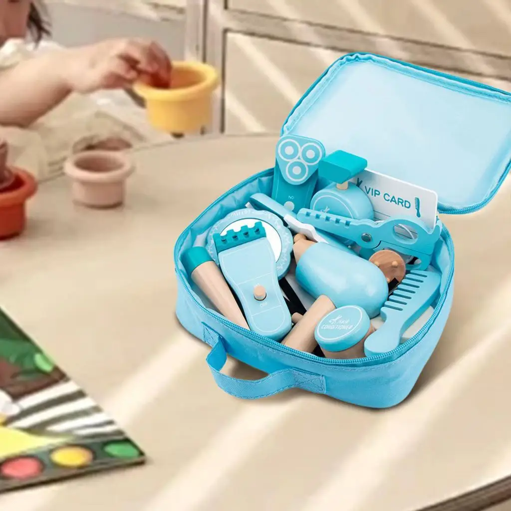 

18x Wooden Makeup Toy Set Role Playing Dress up with Storage Bag Early Learing Play Makes up Beauty Set for Little Girls Gifts