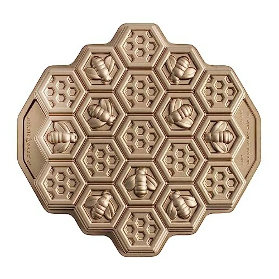 

Форма для выпечки Honeycomb Pull-Apart Pan на 10 чашек, с антипригарным покрытием, алюминиевая, с золотистой отделкой, для легкого извлечения и долговечного использования