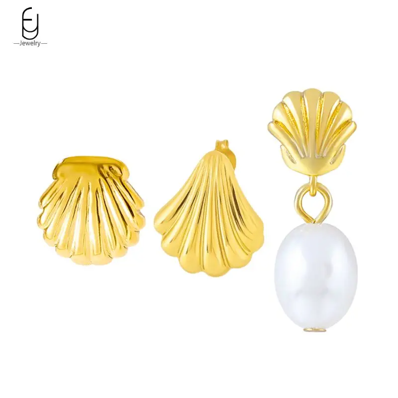 925 Sterling Silver Needle Vintage Shell Earrings For Women Marine Element Pearl Shell Pendant Stud Earrings Party Fine Jewelry