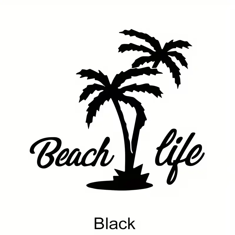 2D Plane Sticker Tropical Beach Winnie Sticker, Palm Trees And Beach Life Stickers, Durable Waterproof Winnie Material, Suitable