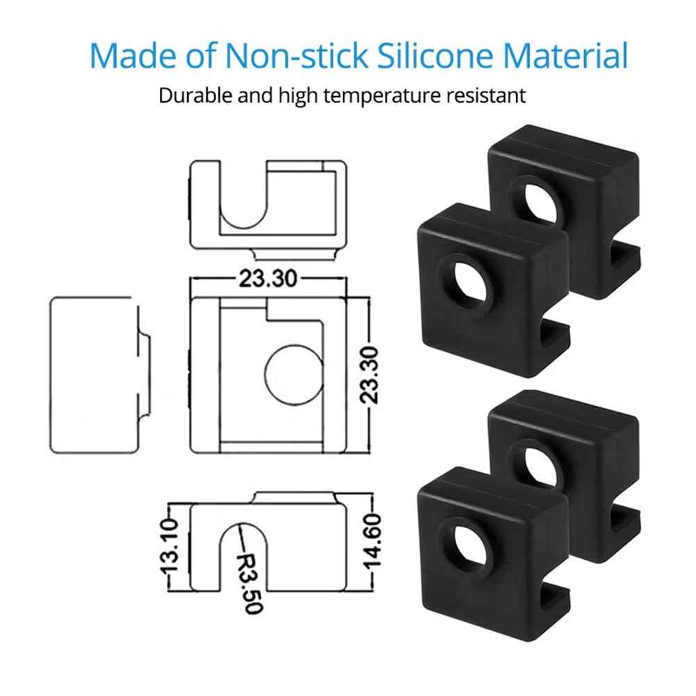 3D Printer Nozzles 0.4MM MK8 3 Nozzles 20 Pcs with 4Pcs Heater Block Silicone Covers,for 3 V2 with 5 Needles