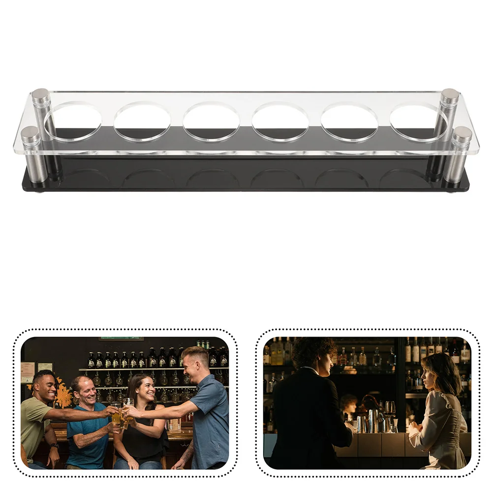 

2pcs Beer Mug Stand Acrylic Shot Glass Holder Black Serving Tray for Liquor Wine Party Organizing Storage Rack