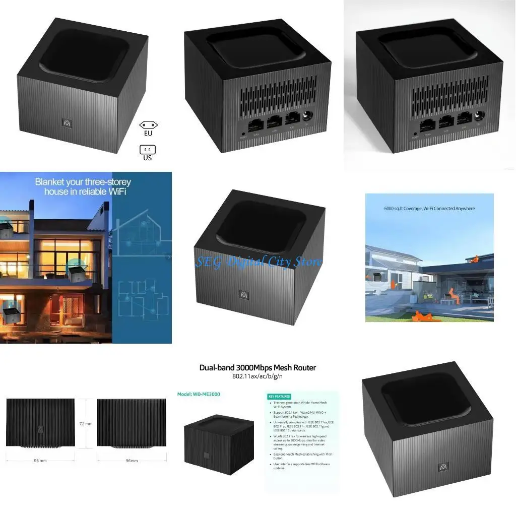U75B WIFI 6 جيجابت الموجهات 3000mbps نطاقات مزدوجة مكرر لاسلكي 2.4G & 5Ghz الإنترنت WIFI شبكة الموجهات مكرر