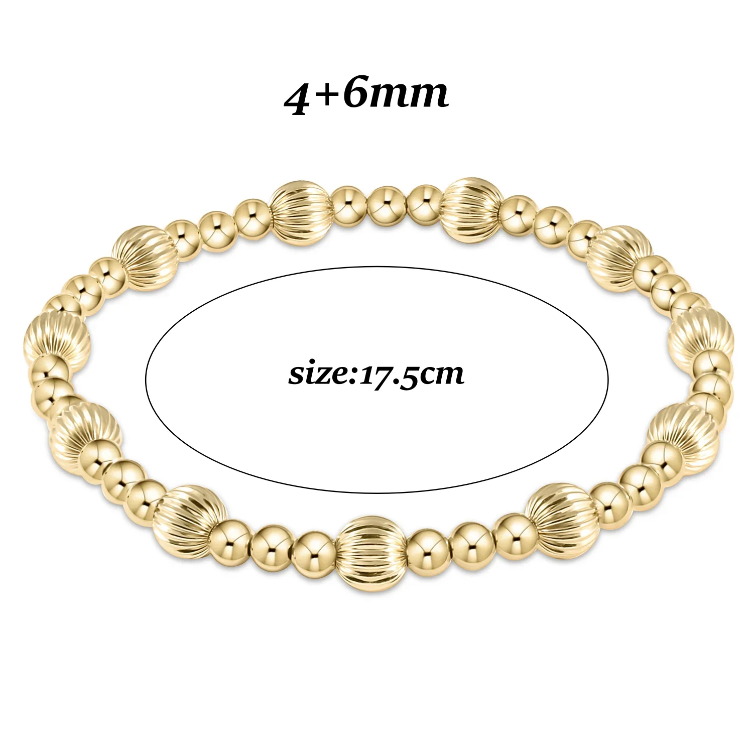 Goldperlen-Stretch-Armbänder für Damen, 18K vergoldet, stapelbar, modischer Schmuck, trendiges Accessoire für Party und Alltag. – Detail 17