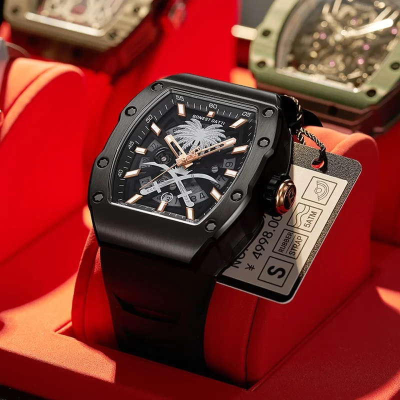 

BONEST GATTI Luxury Automatic Mechanical Watch For Men Sapphire Mirror Luminous Waterproof Business Wristwatch
