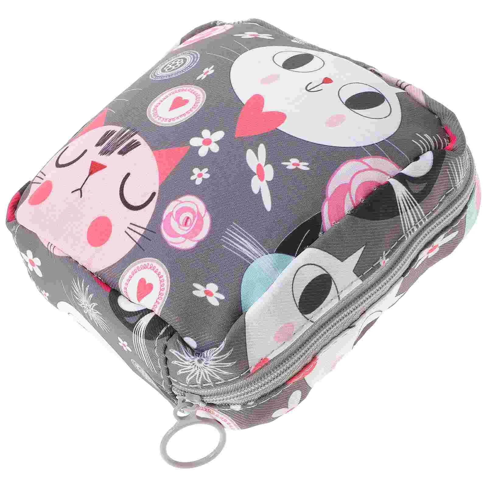 Makeup Bag for Travel Decor Aunt's Towel Storage Cat Printing Period Women Handbag Sanitary Napkin Menstrual Pad Pouch