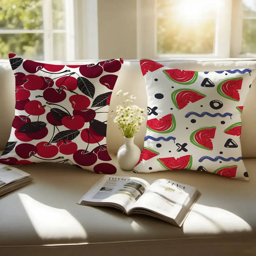 

fruits Pillow Case Anti-dustmite Pillowcase Invisible Zipper Silky Short Plush Sofa Cushion Cover