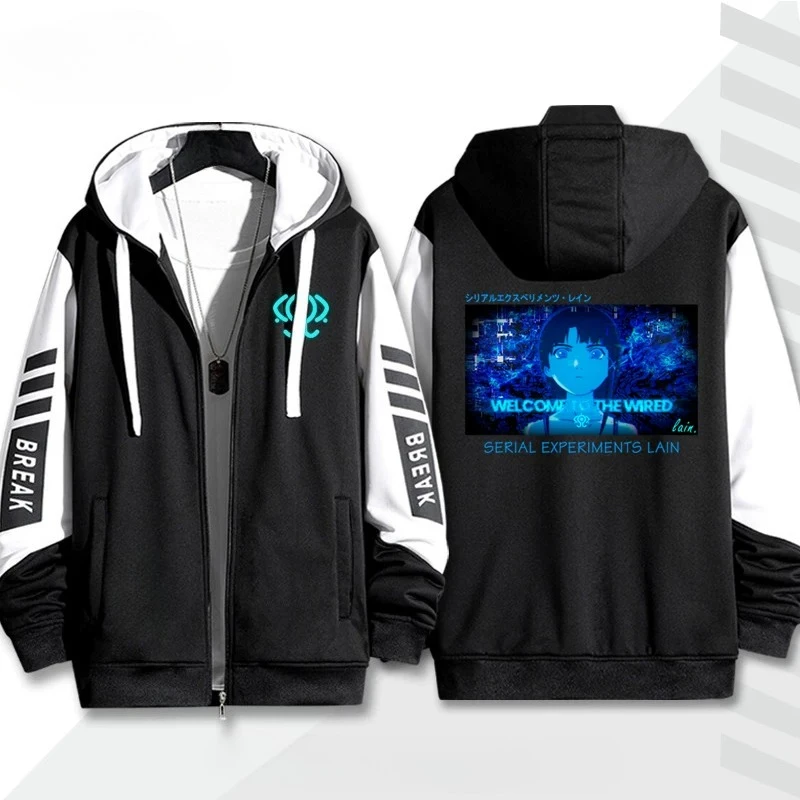 Anime Serial Experiments Lain 3D Print Zip Up Women/Men Hoodie Sweatshirt Streetwear Hip Hop Cosplay Zipper Hooded Jacket