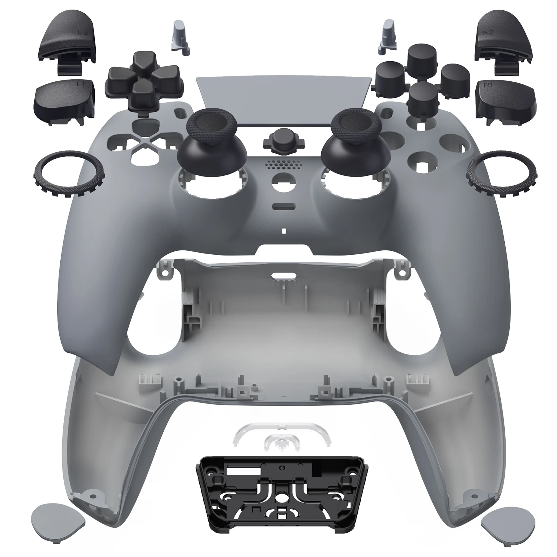

eXtremeRate Luna Redesigned Full Set Housing Shell Buttons Touchpad Cover for ps5 Controller BDM-030/040/050 - New Hope Gray