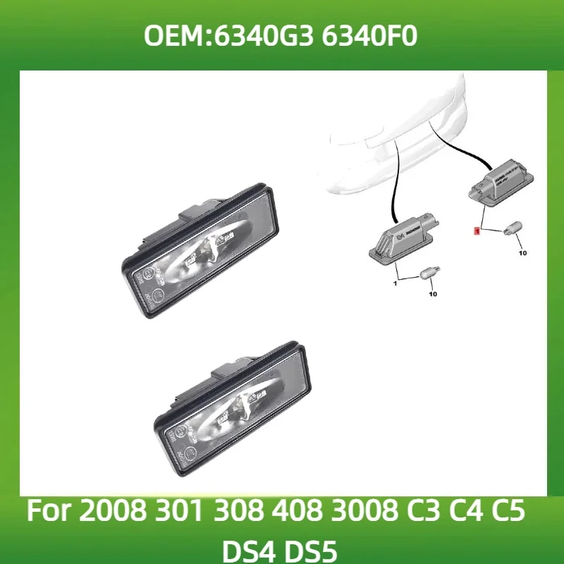 Luz de matrícula 6340G3 6340F0 para Peugeot 2008 301 308 408 3008 para Citroen C3 C4 C5 DS4 DS5