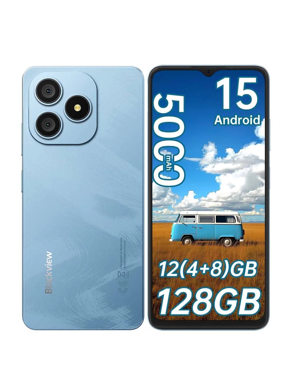 Blackview WAVE 9C [geen EU-oplader] Smartphone 4 GB + 128 GB / 4 GB + 64 GB Android 15 60 Hz 6.56 ''HD + IPS 5000 mAh 13 MP + 8 MP Vingerafdruk - afbeelding 2