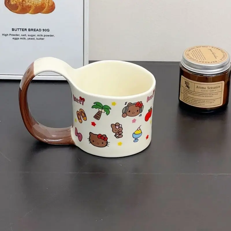 แก้วน้ำเซรามิกน้ำหนักเบา ลายการ์ตูนซานริโอ้ คิตตี้ เมโลดี้ ดีไซน์สวยงาม เหมาะสำหรับใช้ในบ้าน สำนักงาน หรือดื่มน้ำตอนเช้า