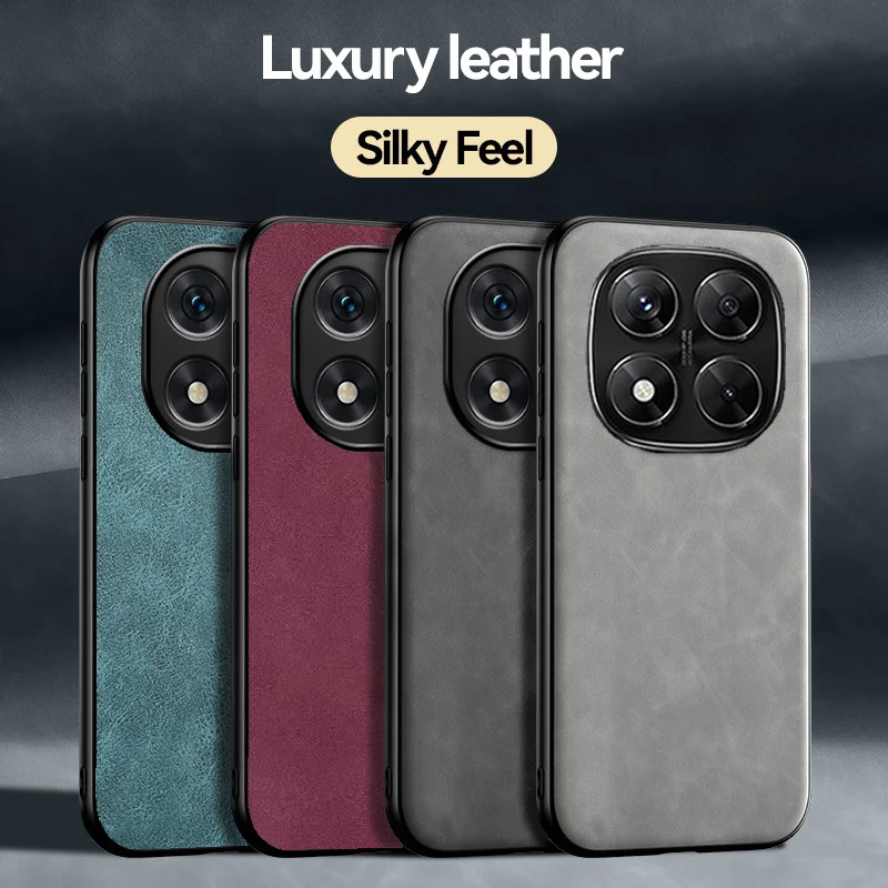 Luxurious Sheepskin Leather Soft Phone Case For Xiaomi Redmi Note 14 15 4G 5G Pro + Slip Shockproof Business Back Cover