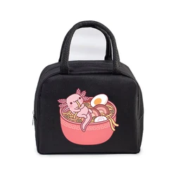 Axolotl Ramen Cartoon Print Women Men Lunch Bag Fashion Animal Portable Insulated Bags School Multifunctional Bento Food Handbag