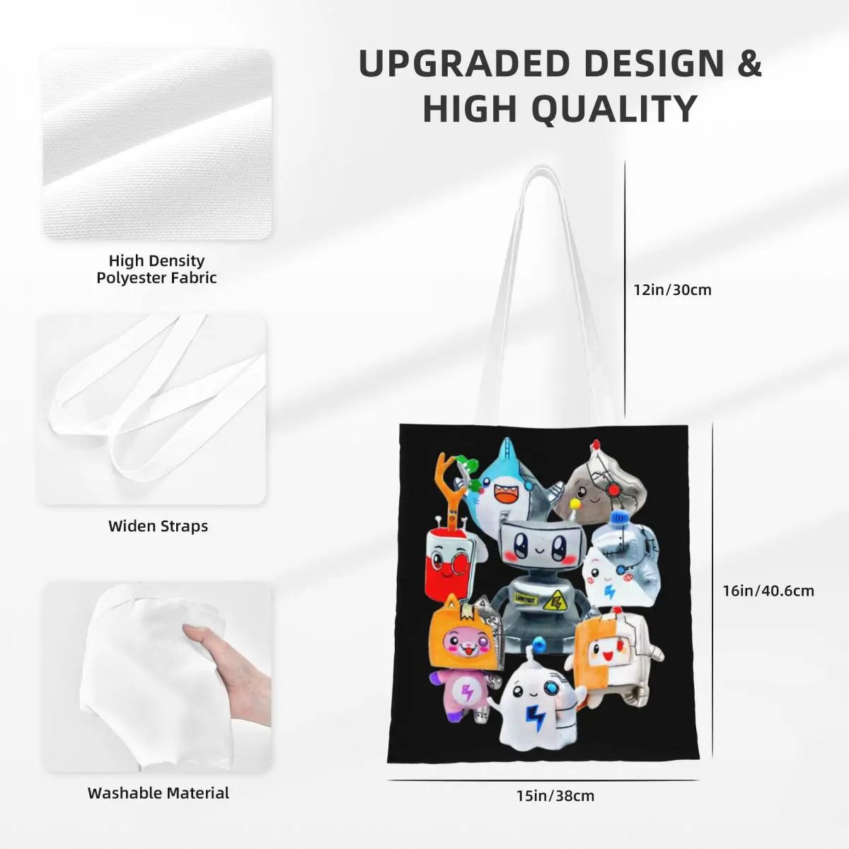 Rocky Lankybox Lanky Box Shopping Bags Women Canvas The Tote Bag Foldable Girls Shoulder Tote Travel Handbag