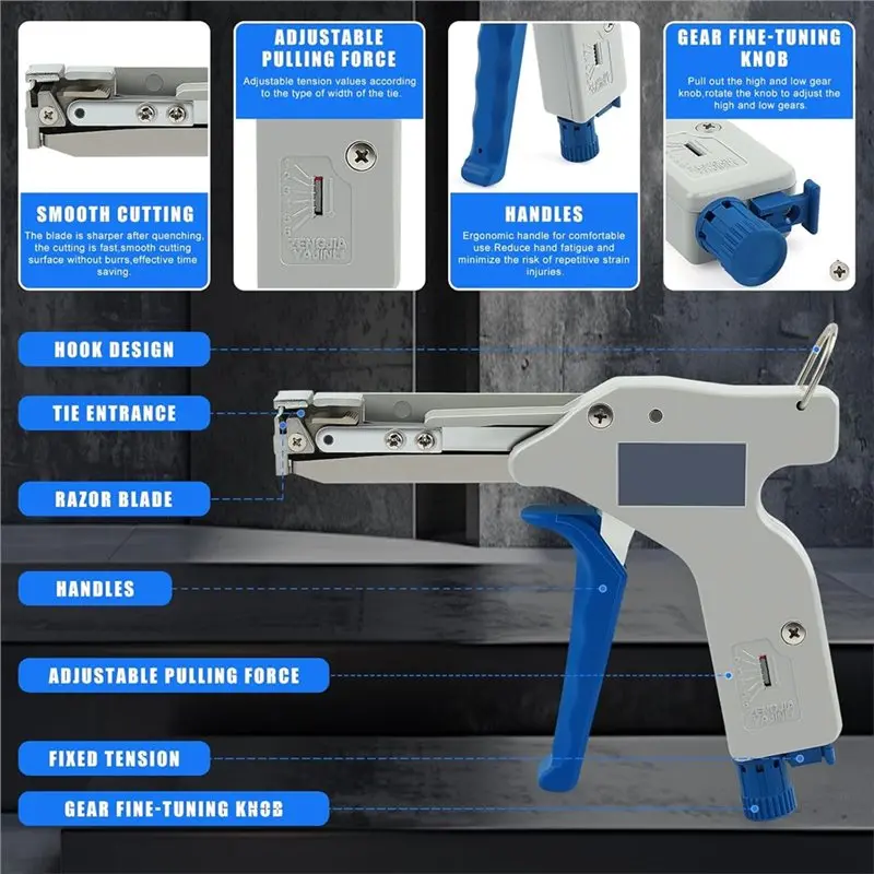 RMWIN-For SF-1200 Stainless Steel Zip Tie Zipper Automatic Tensioning Special Pliers Fastening Tool,Not Easily Damaged