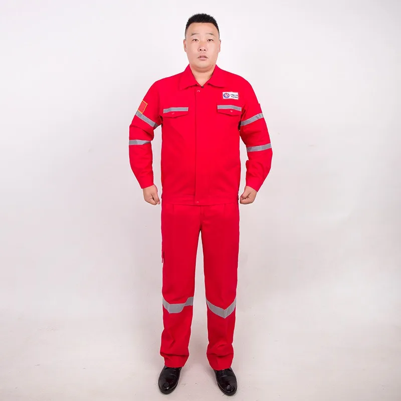 Overalls Pure Cotton Anti-burning Welder Clothing Autumn and Winter Thickened Suit Male Bright CNOOC Labor Protection Clothing