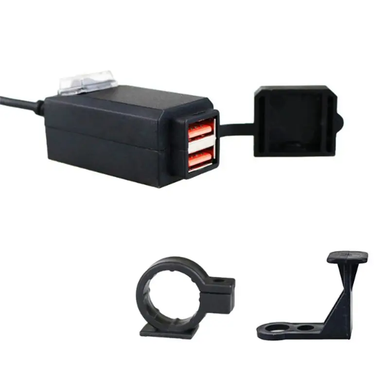 A64P-Motorcycle Handlebar QC 3.0 Dual USB 9V-12V Motorcycle Waterproof Adapter Socket With Switch
