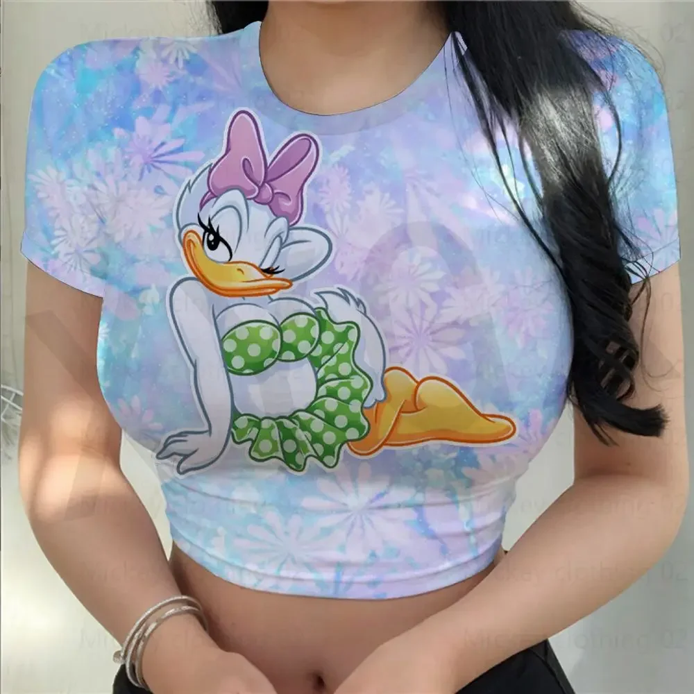 Women's T Shirt Disney Cartoon Brand T Shirt Donald Duck / Minnie Summer Casual Top Print Fashion Sexy Skinny Oversized T Shirt image 2