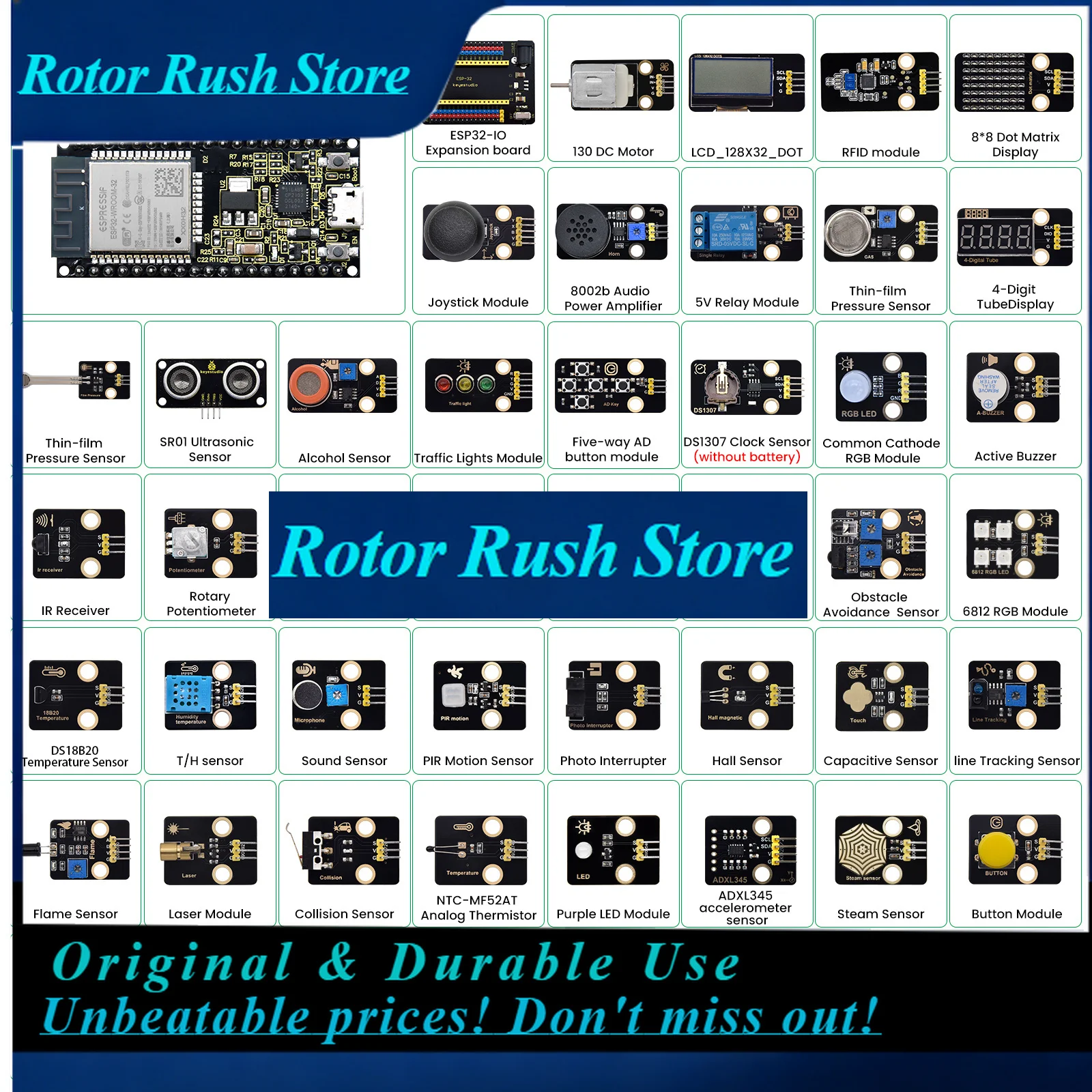 RoRuSKeyestudio ESP32 42 In 1 Sensor Module Kit For ESP32 Diy Electronic Kit Support Arduino C And MicroPythoon (65 Projects)