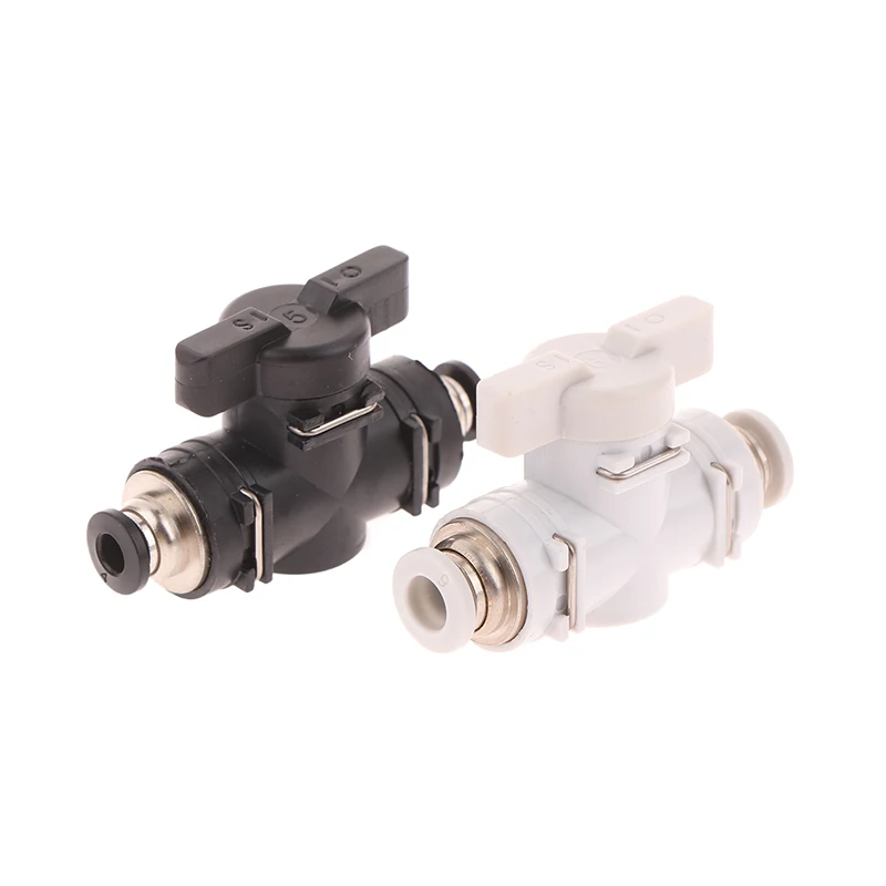 BUC 4mm 6mm 8mm 10mm 12mm Black Pneumatic Push In Quick Joint Connector Hand Valve To Turn Switch Manual Ball Current Limiting