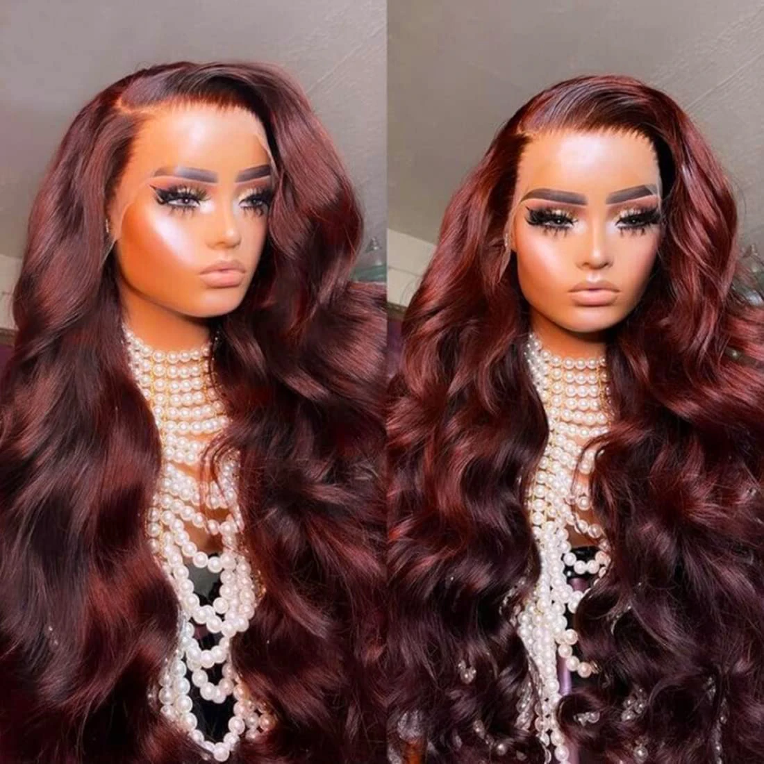 Reddish Brown Body Wave Lace Front Wig 13x6 13x4 HD Transparent Lace Frontal Wigs Pre Plucked Closure Wig For Women 200% Density