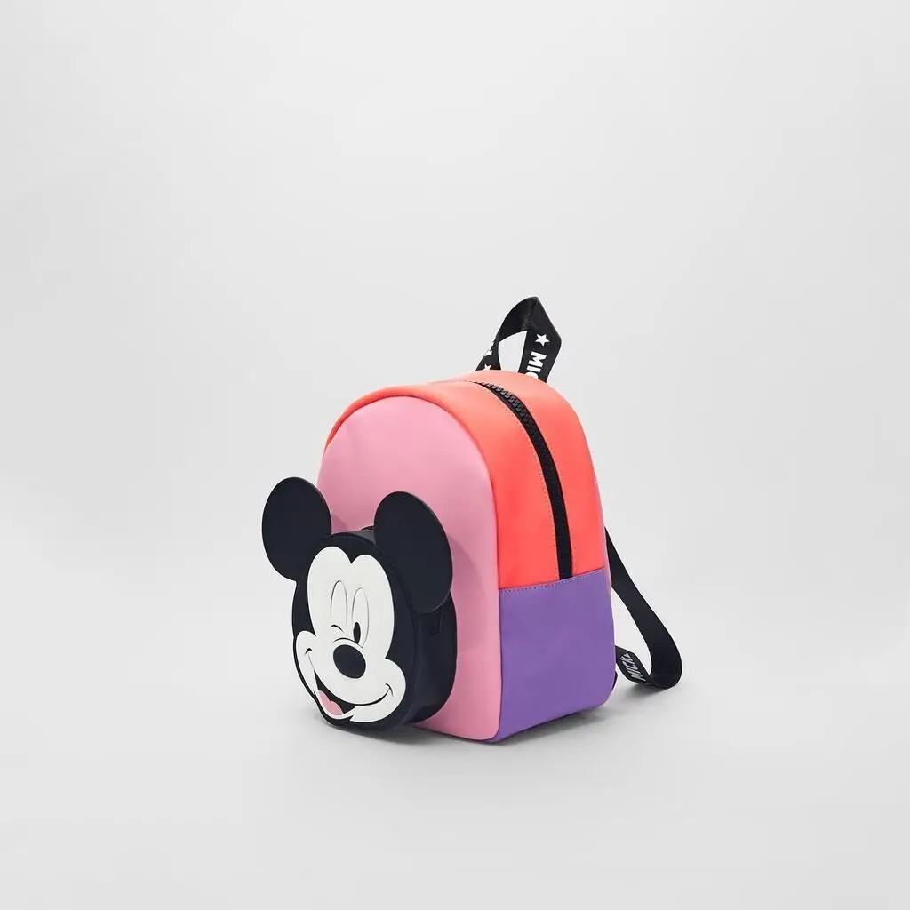 Child Pink Trendy Backpacks With Zipper Printing Girls Cute Small Schoolbags Kids Boy Color Matching Two Shoulders Bags Outdoor