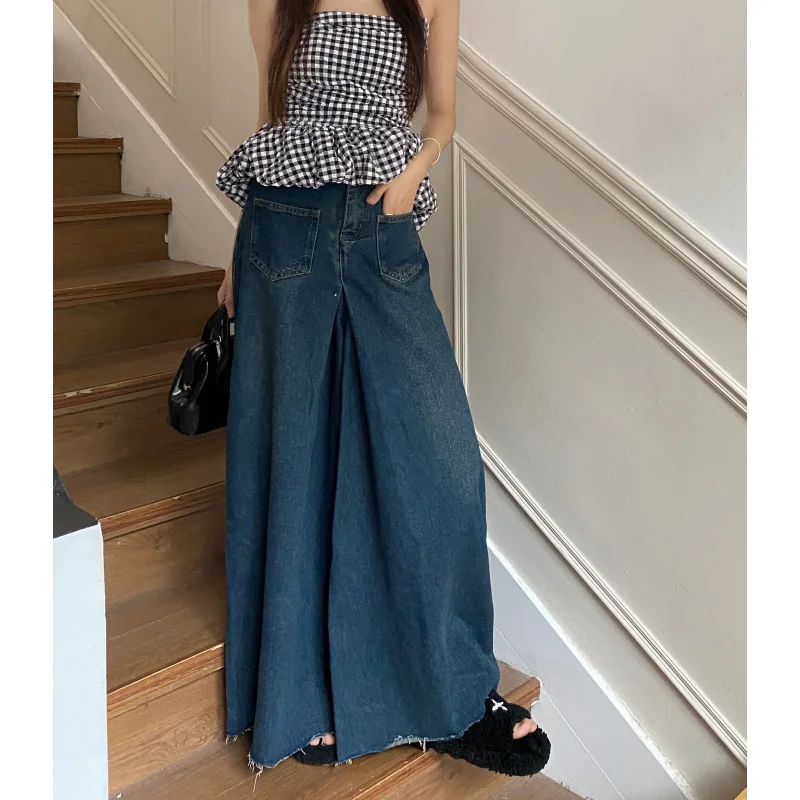 

Blue Jeans Women High Waisted Baggy Pants American Fashion Streetwear Denim Autumn Y2K Style Straight Black Wide Leg Trouser