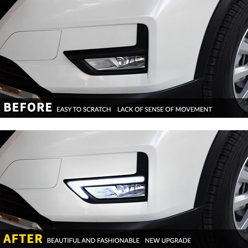 For Nissan X-Trail 2017 2018 2019 models a pair of LED daytime running lights fog lamp covers