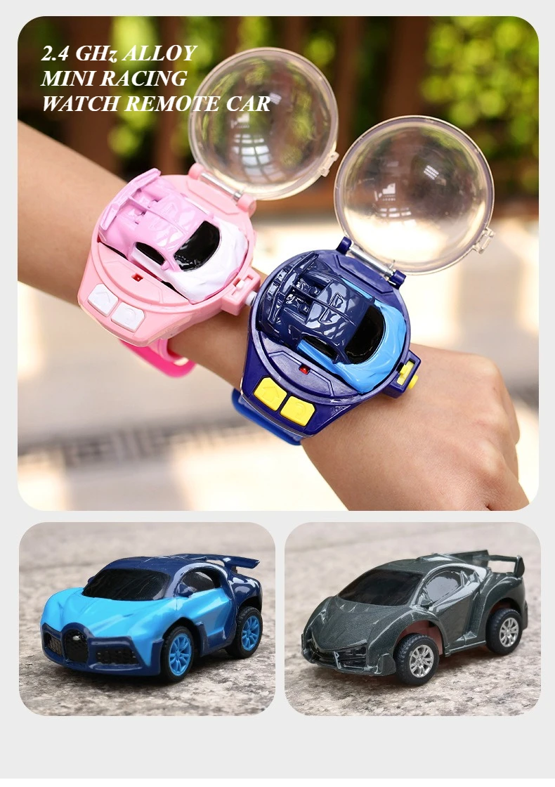 Children's Watch Remote Control Car Electric Alloy Mini Watch Car Parent Child Interaction 2.4G Remote Control Racing Toy Gift