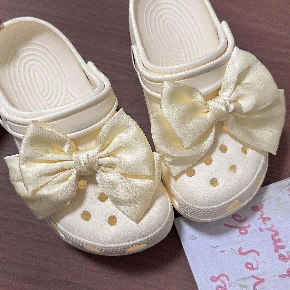 2pcs Cloth Butterfly Bow Shoes Charm Butterfly Shoes Accessories for Girls Hole Shoes DIY Gift image 2