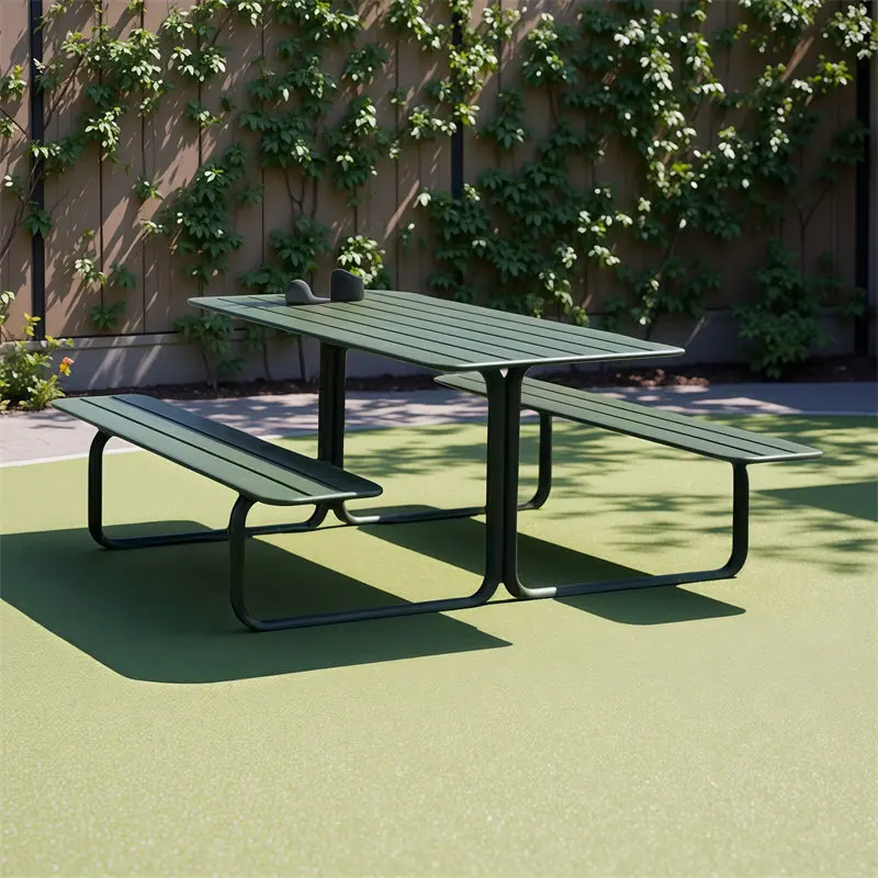 Outdoor courtyard seat table and chair set combination aluminum alloy one-piece table and chair terrace park milk tea coffee