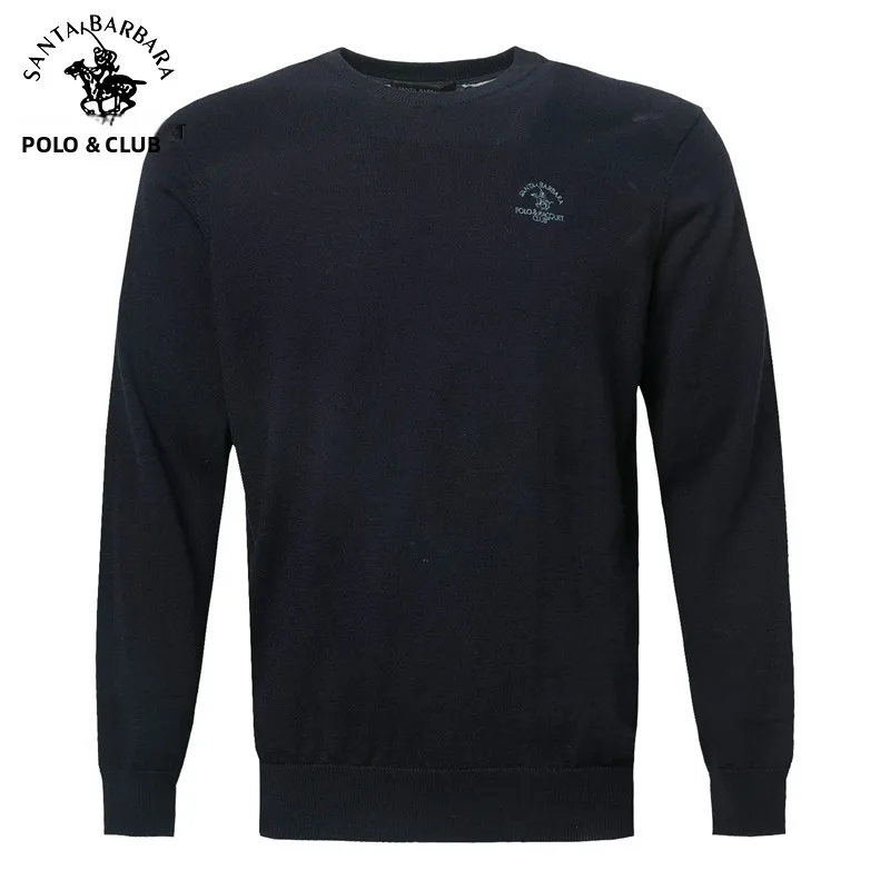 SANTA BARBARA  & RACQUET CLUB Suéter Masculino de Lã Tricotado Casual Gola Redonda Roupa de Negócios para Pais Outono Inv...