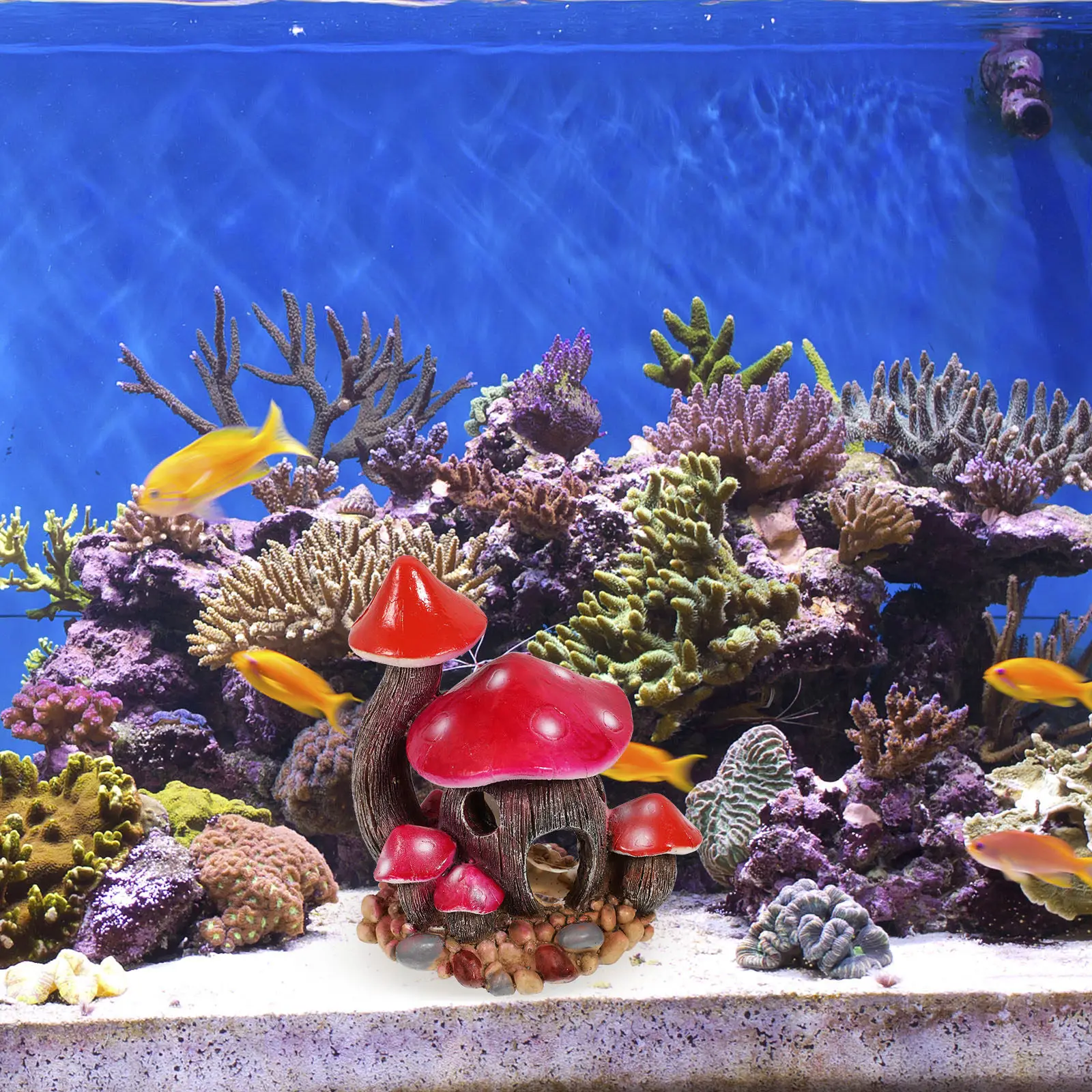 1Pcs Mushroom-Shaped Resin Aquarium Decoration Durable Fish Tank Ornament Landscape Hiding Cave Adornment Fish Tank Decor