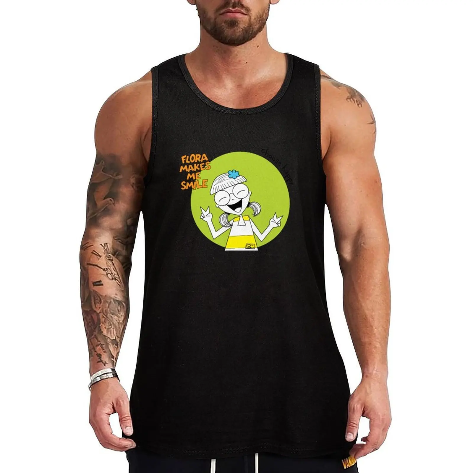 

FLORA MAKES ME SMILE - CHOOSE HAPPY Tank Top Work Outdoor Tank Top Durable Utility Sleeveless
