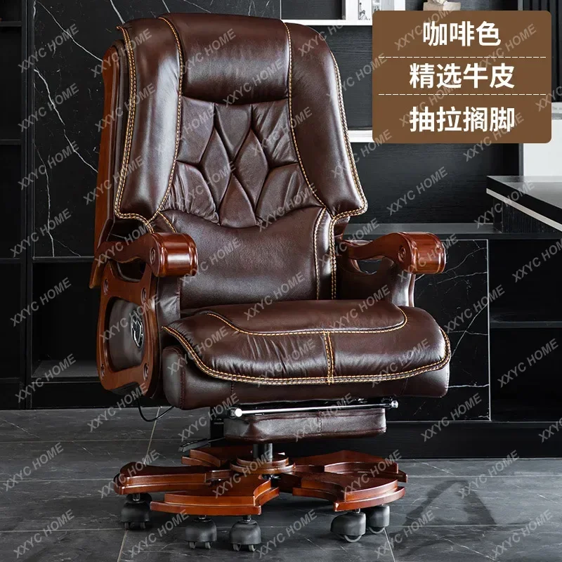 Chefbürostuhl aus Leder, Lordosenstütze, Chefbürostuhl, Computer, bequeme Silla Oficina-Wohnmöbel