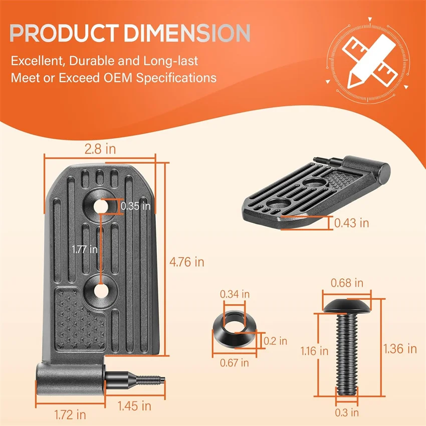ANX 8-teiliges, robustes Türscharnier-Set aus Aluminium mit US-Flaggenmuster, passend für Wrangler JL JLU & Gladiator JT 2018-2024 Sport Sahara Rubicon – Detail 2