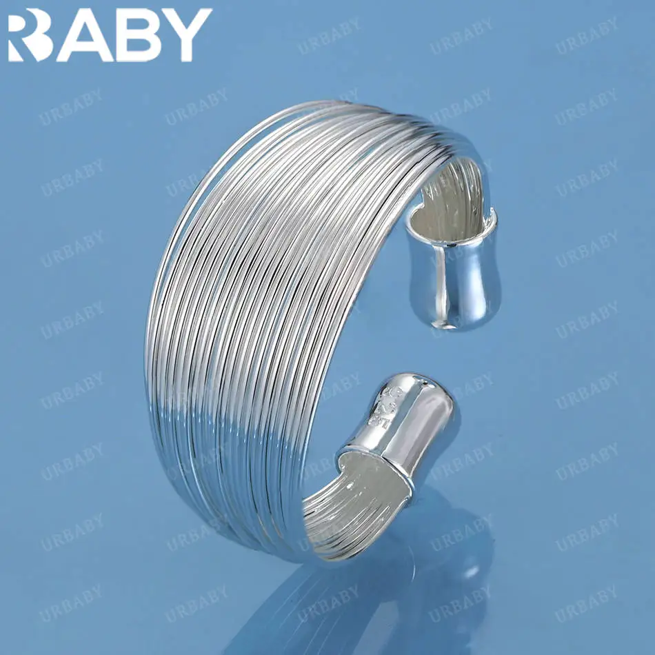

URBABY 925 Sterling Silver Brushed Open Ring For Women Men Fashion Jewelry Charm Grace Noble Wedding Accessories