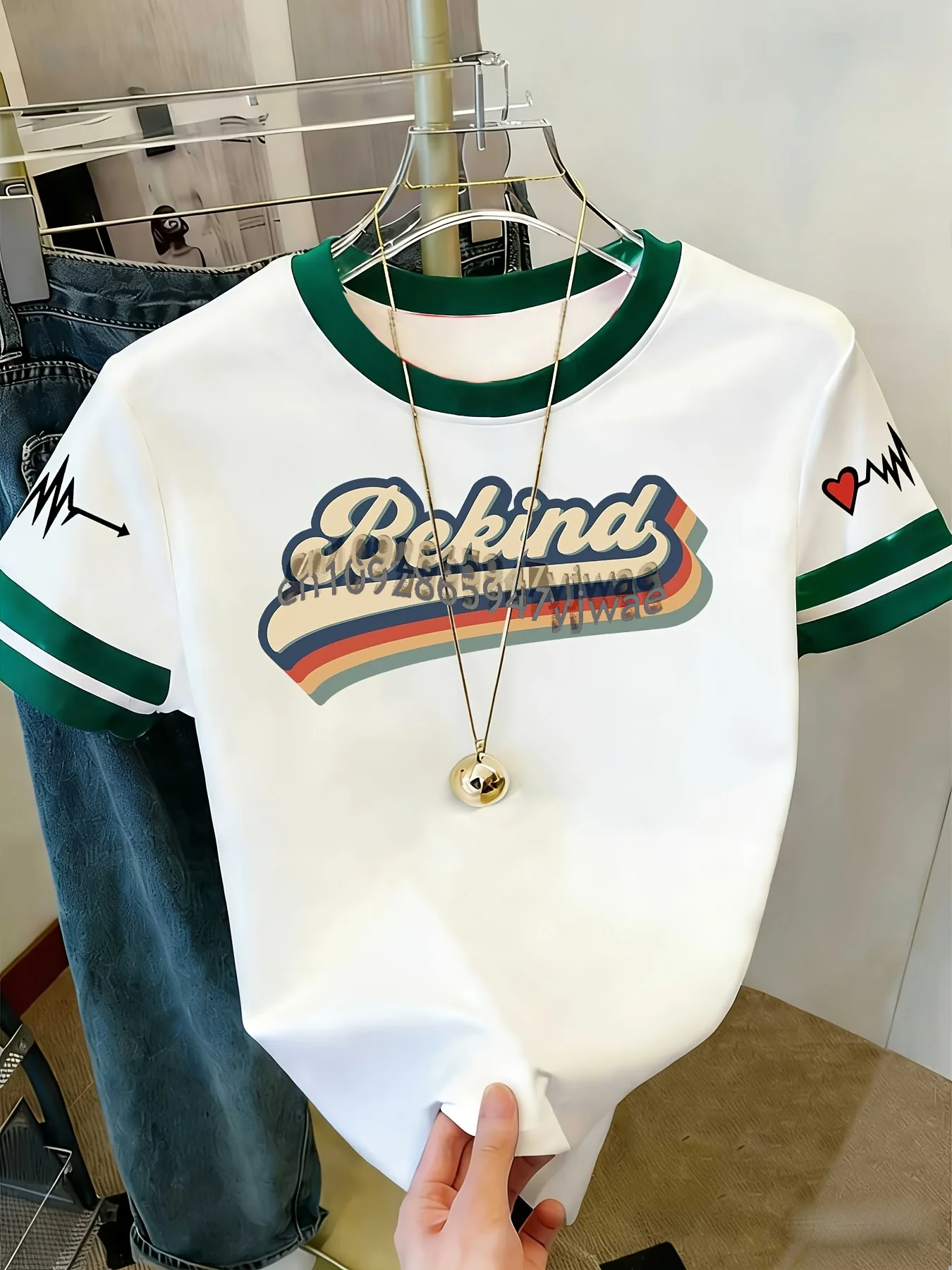 2026 Damen Herren Übergröße Kurzarm BE KIND Print T-Shirt Mädchen Rundhals-Tee Outdoor-Sport Übergrößen Damenbekleidung – Detail 5