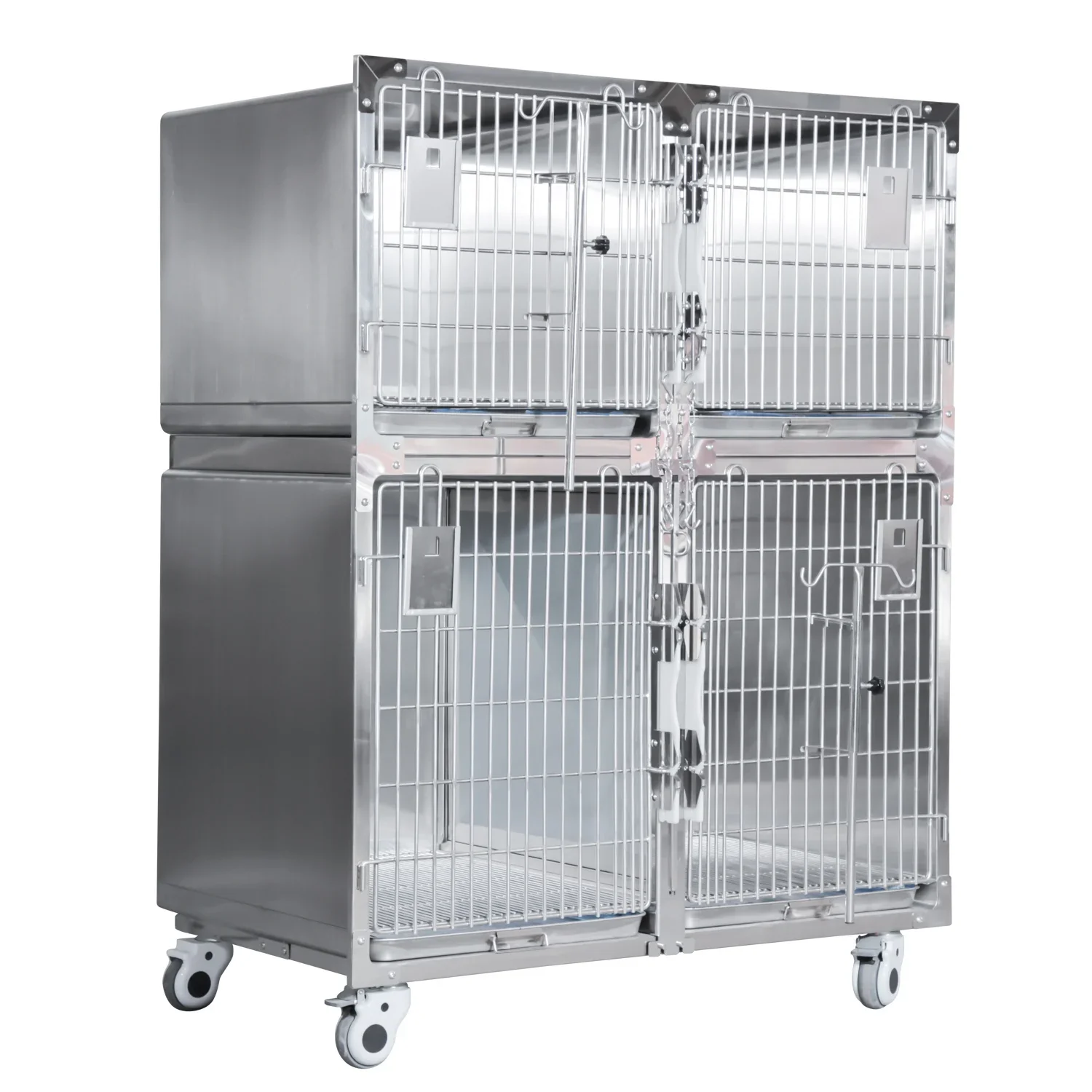 Direct Wholesale Supplies Custom 4 door High-quality Stainless Steel Pet Cage for Pet Hospital Animal Clinic Veterinary Cage