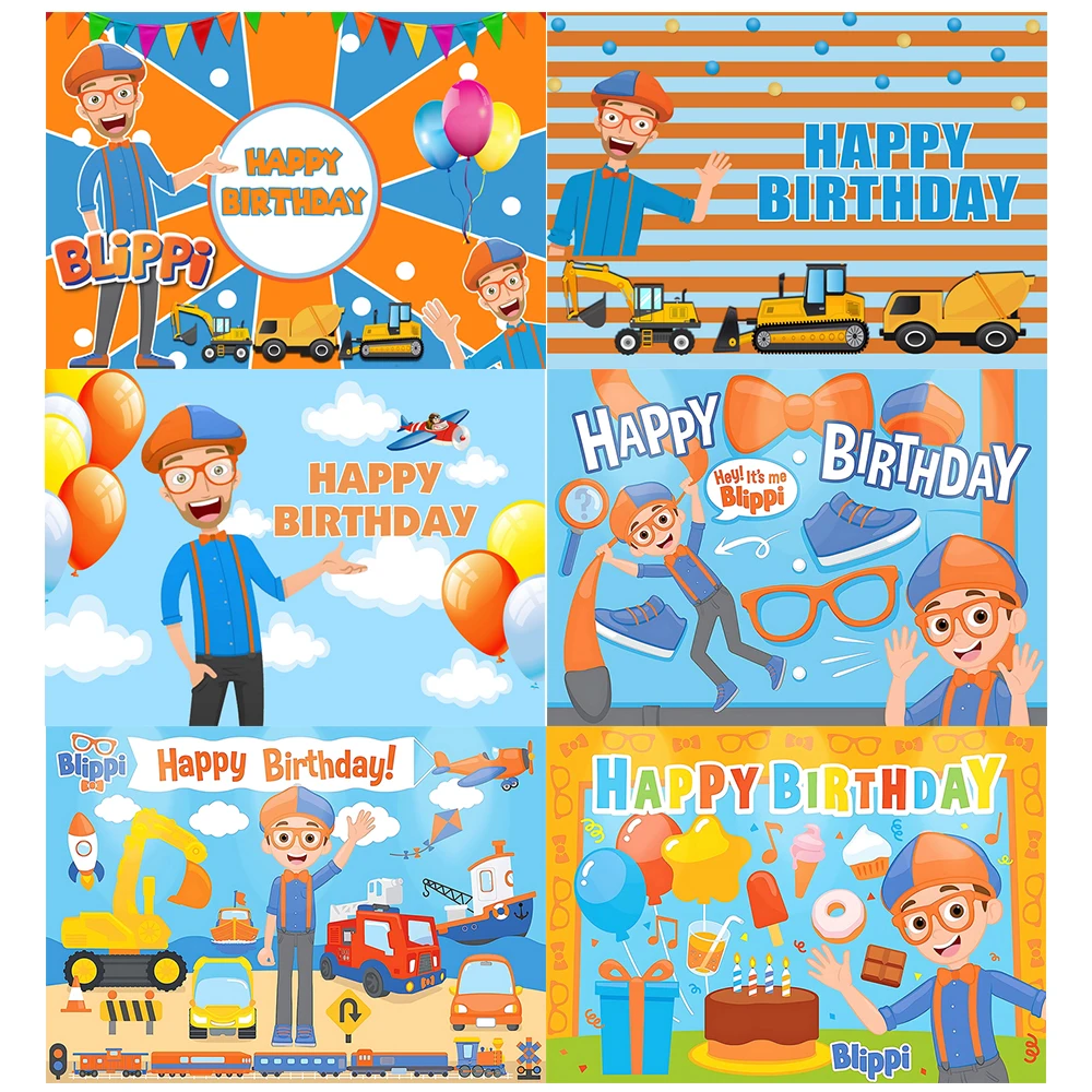 Blippi-誕生日パーティー、お祝い用品、写真の壁、ベビーシャワー、子供、家、すべて、125 cm、150cmの背景装飾