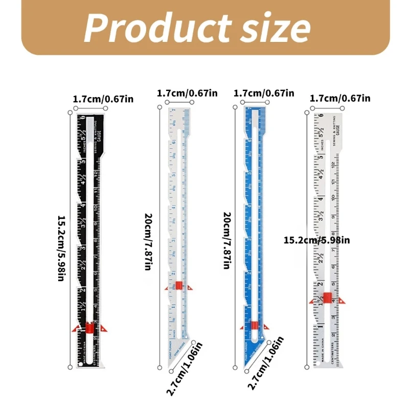 ADWE Regla calibre para acolchar, calibre deslizante, herramienta medición costura para tejer, manualidades, costura,