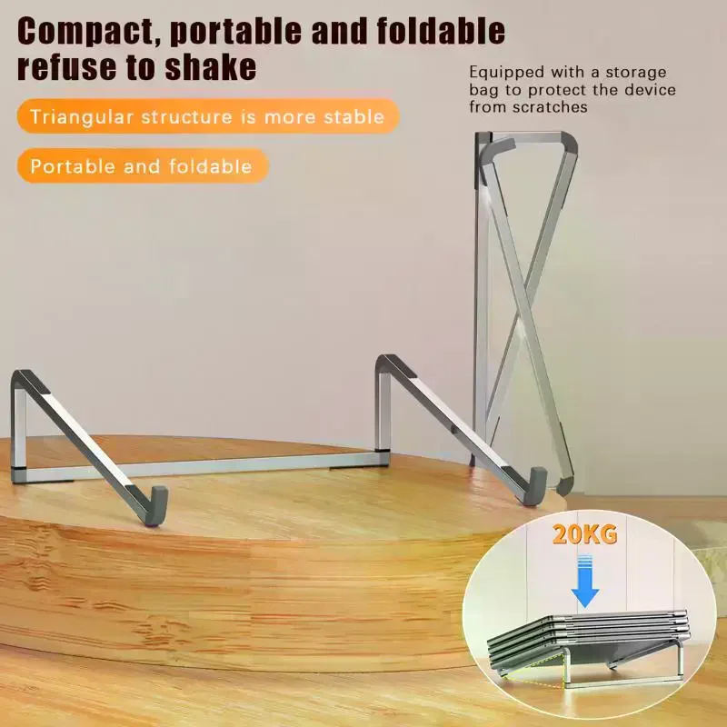 Portable Foldable Laptop Heatsink Bracket - Adjustable Aluminum Notebook Stand & Ergonomic Desktop Riser Holder