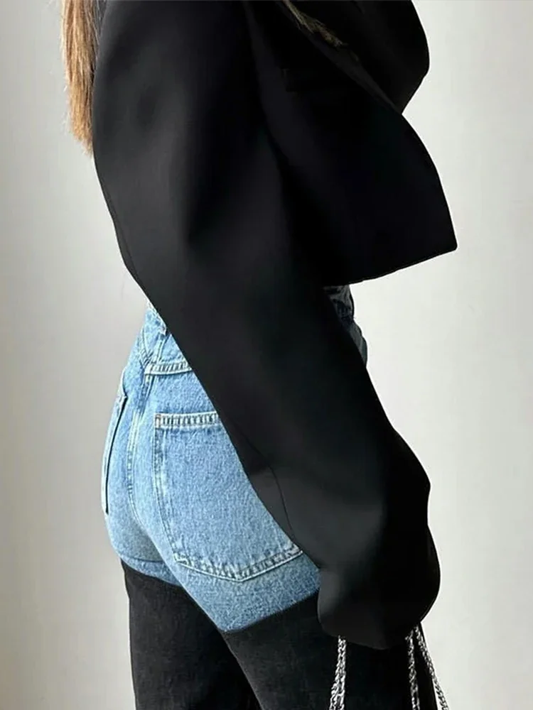 Y2K جينز مرقع للنساء مستقيم عالي الخصر وسحاب جيوب طويلة الدينيم السراويل 2025 ربيع سيدة موضة شارع العليا بنطلون #4