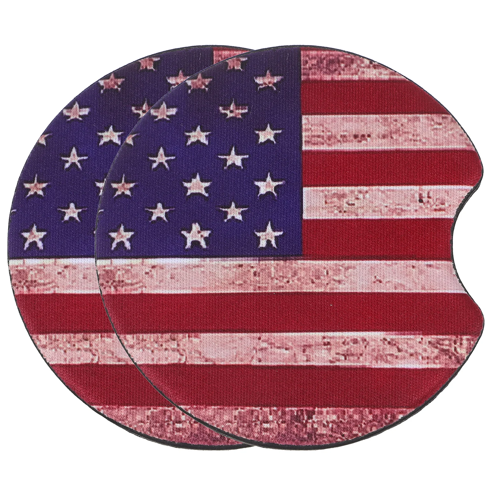 

2Pcs Us Flag Pattern Car Cup Mats Rubber Drink Coasters Non-Slip Heat Insulation Holder Car Organizers