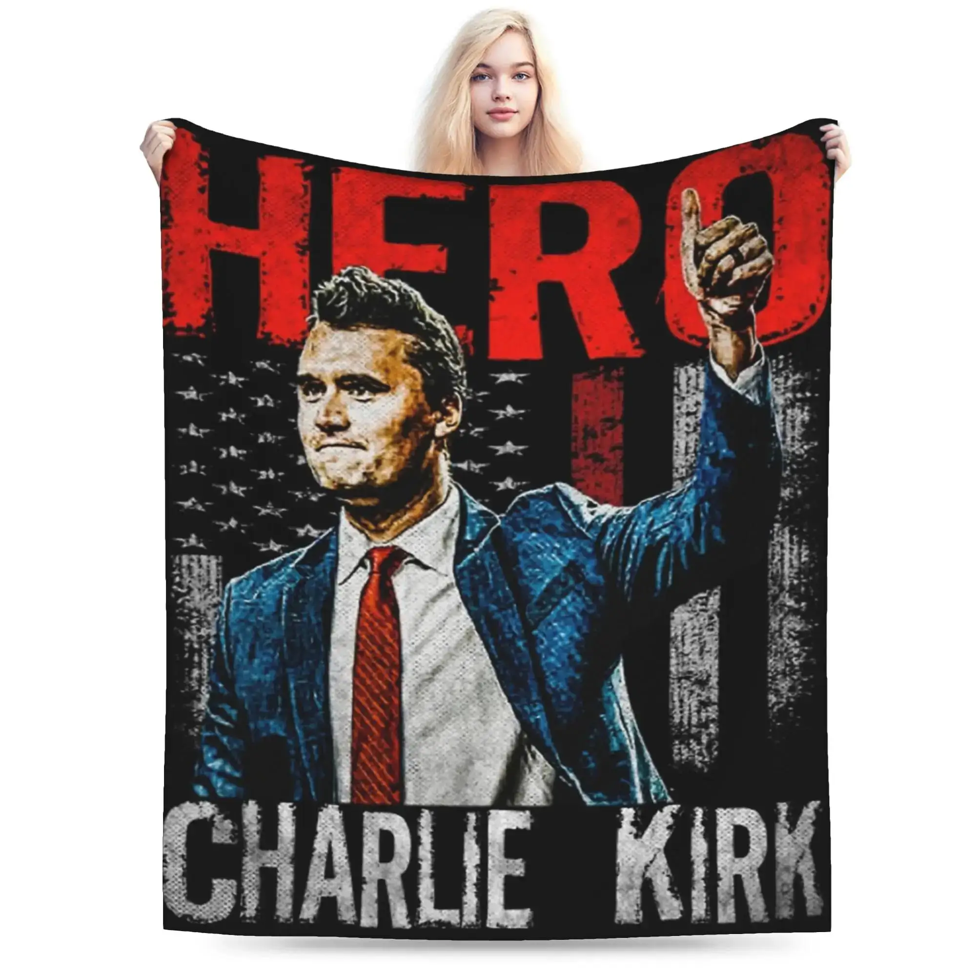 

Фланелевое одеяло Charlie Kirk Hero, осеннее, очень теплое, для девочек и мальчиков, для улицы, оригинальное покрывало для кровати и дивана