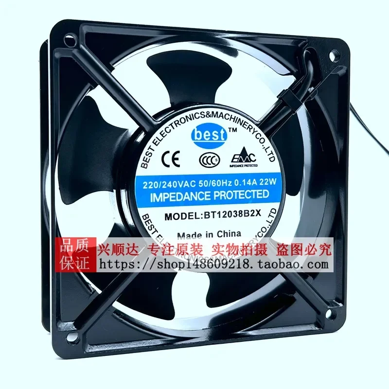 for BEST BT12038B2X Original 12CM 12038 Cooling Fan 220V 240VAC 0.14A 22W Axial Case Cooler
