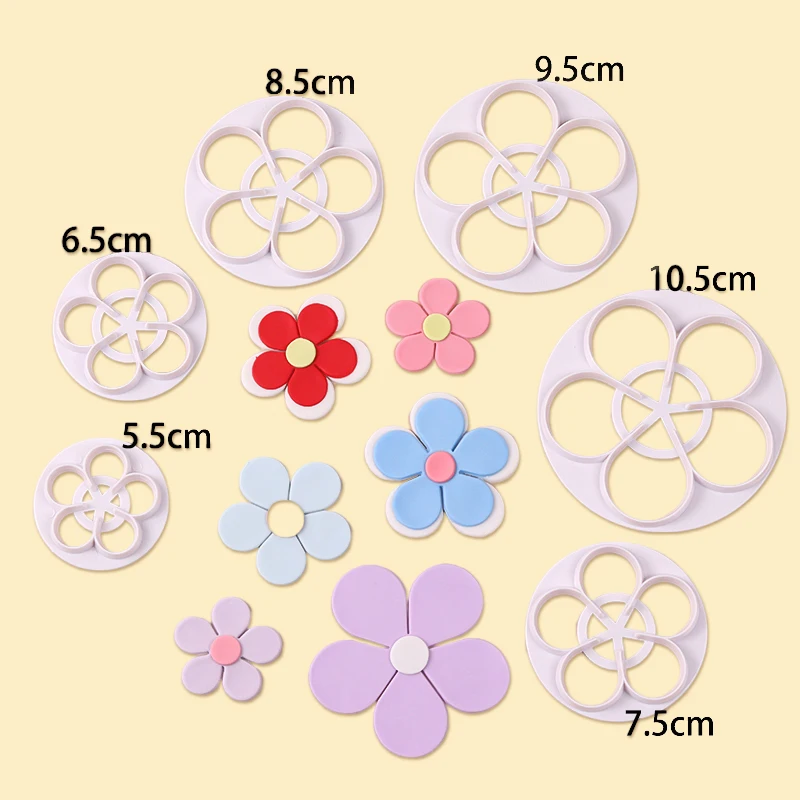 Five-petal Flower Polymer Clay Cutter Set Plum Blossom Rose Plastic Mold DIY Fondant Flower Clay Decorative Flowers Pottery Tool