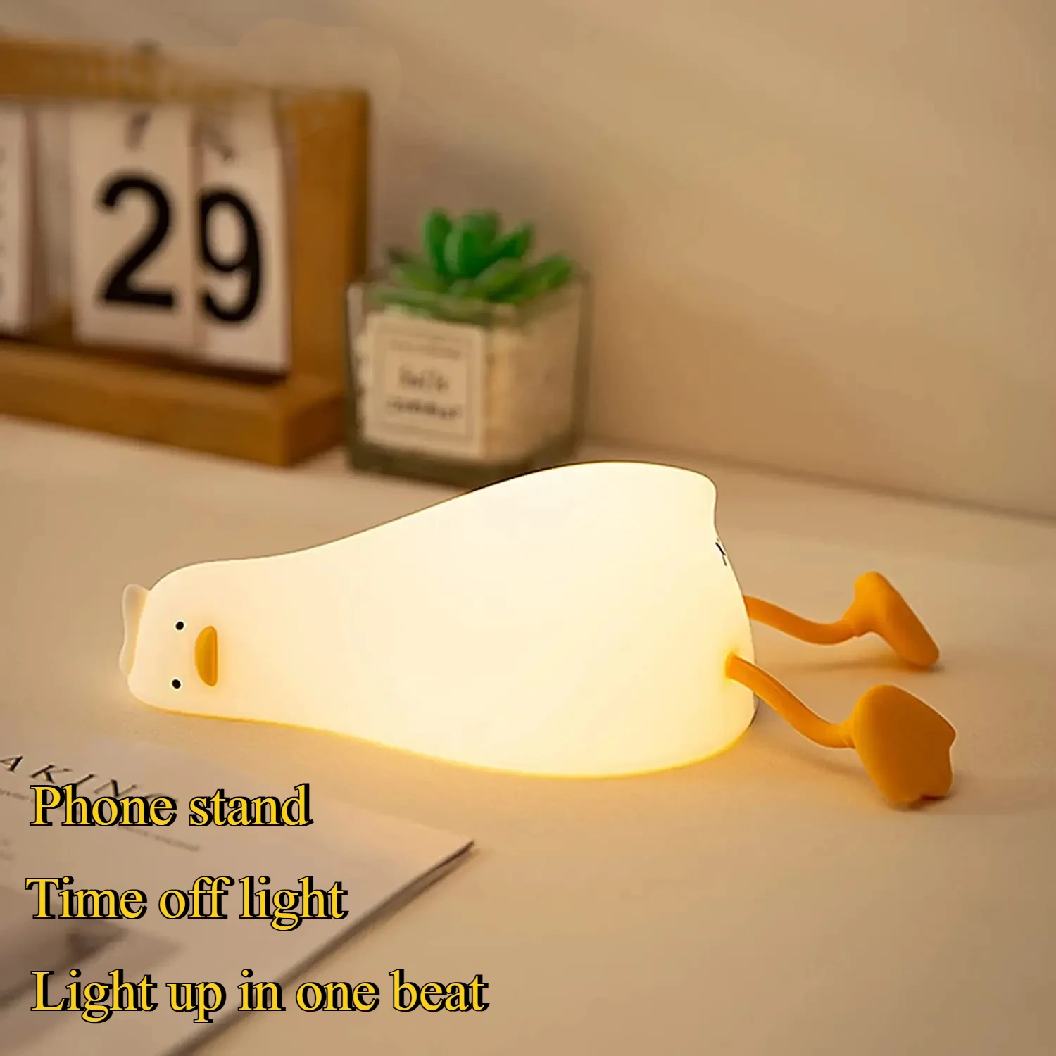 

Lying Flat Duck Night Light, LED Squishy Duck Lamp, Cute Light Up Duck, Silicone Dimmable Nursery Nightlight,Room Decor Gift